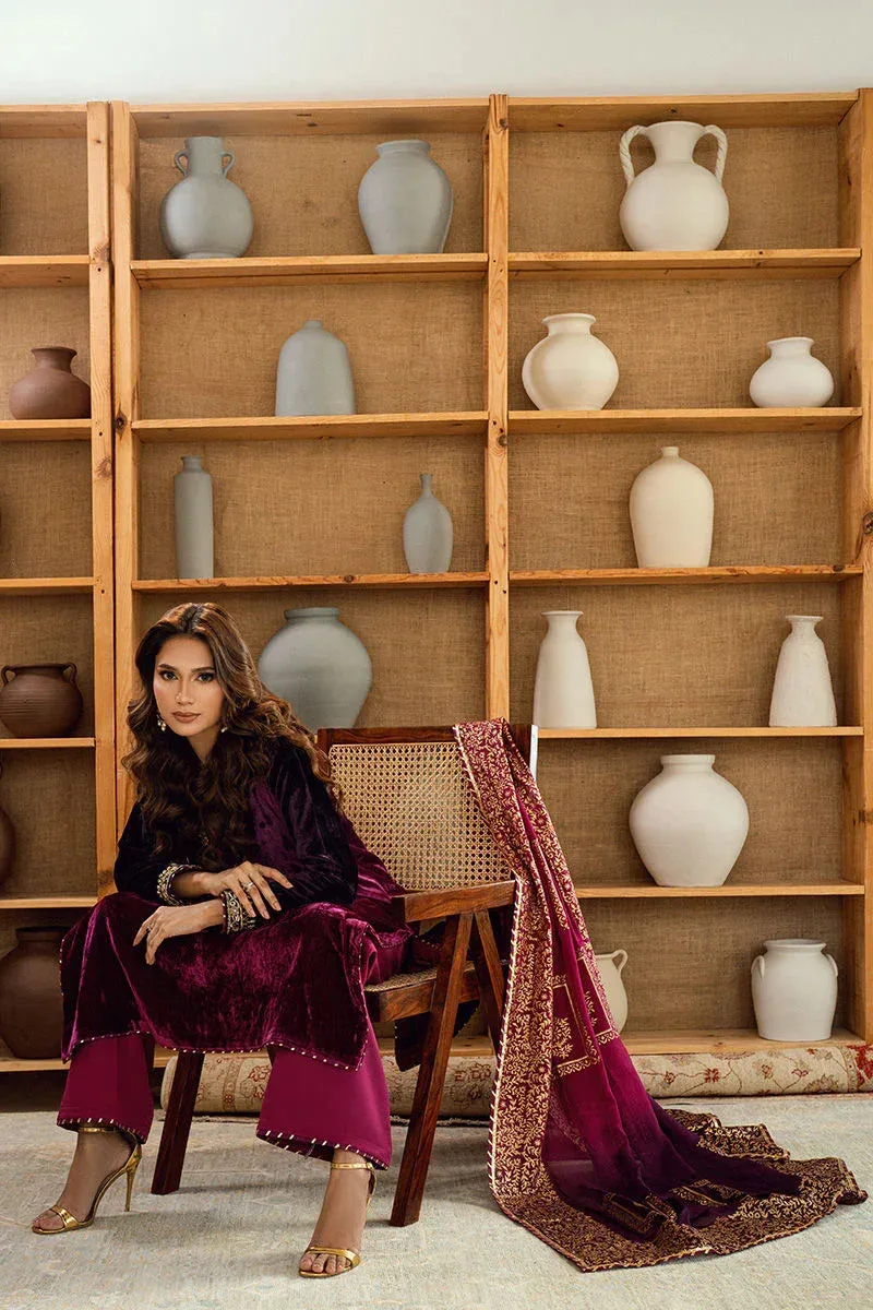 Fatima Khan Warm Whisper Velvet 25 Magenta Velvet – view 6 – Poshaq