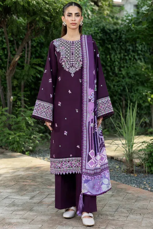 Farasha Eminence Khaddar 25 Deep Purple Khaddar – view 1 – Poshaq
