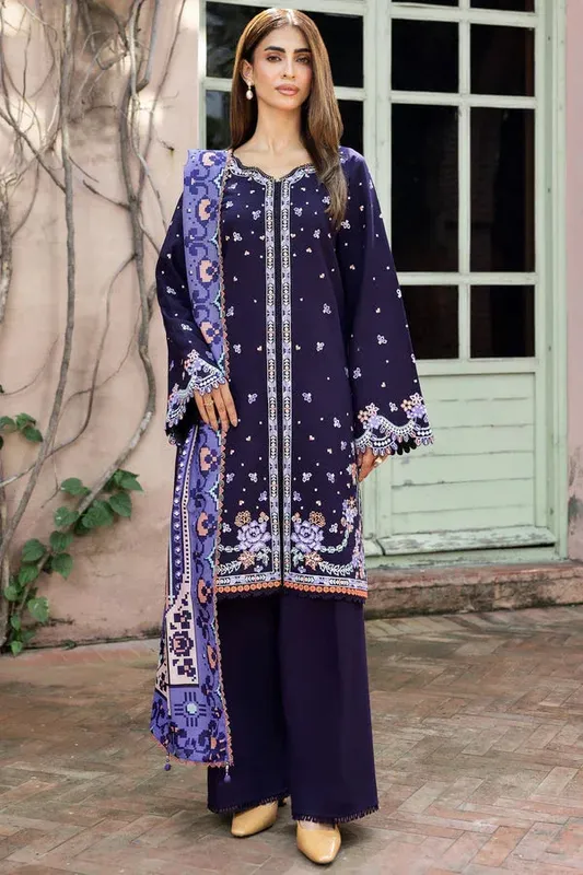 Farasha Eminence Khaddar 25 Midnight Blue Khaddar – view 1 – Poshaq