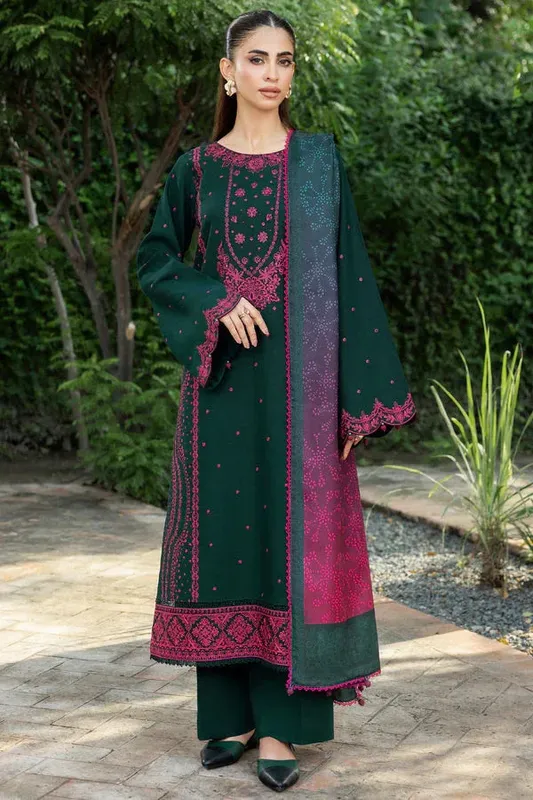 Farasha Eminence Khaddar 25 Dark Green Khaddar – view 1 – Poshaq