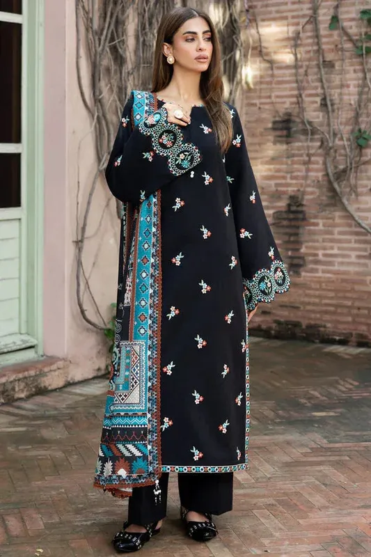 Farasha Eminence Khaddar 25 Black Khaddar – view 1 – Poshaq
