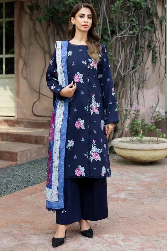 Farasha Eminence Khaddar 25 Navy Blue Khaddar – view 1 – Poshaq