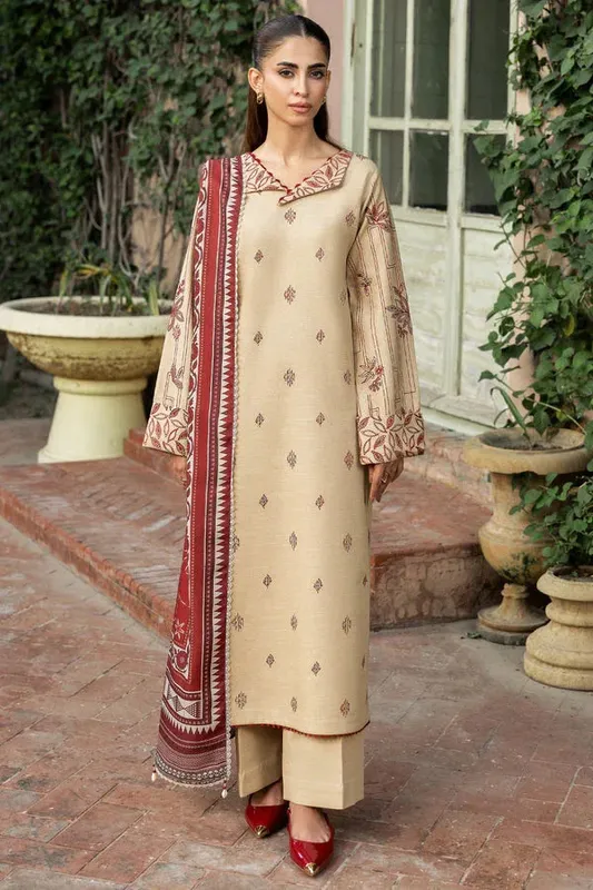 Farasha Eminence Khaddar 25 Beige Khaddar – view 1 – Poshaq