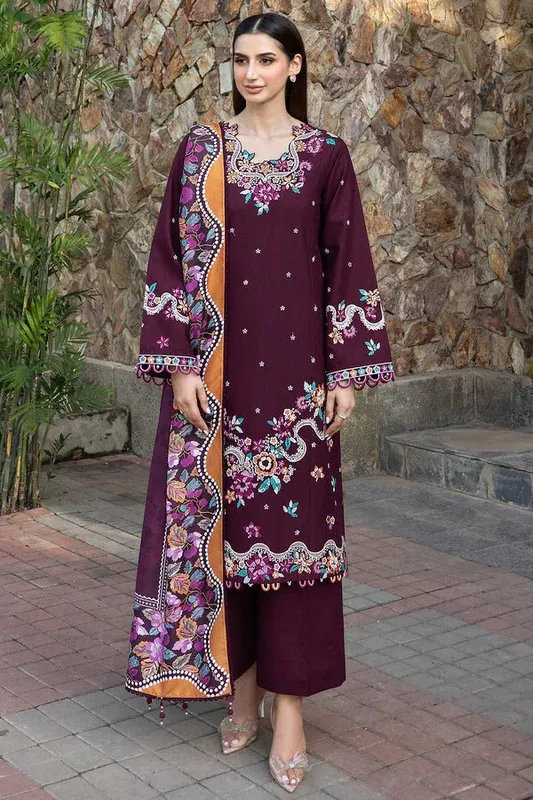 Farasha Eminence Khaddar 25 Burgundy Khaddar – view 1 – Poshaq