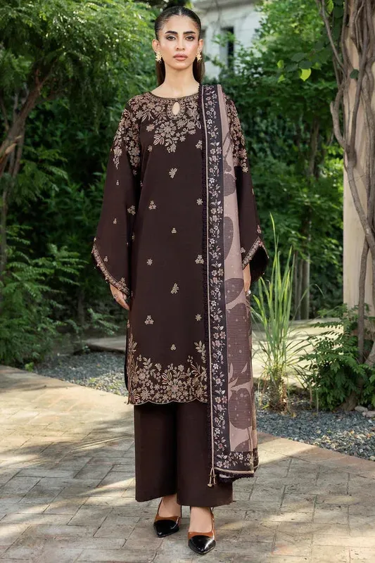 Farasha Eminence Khaddar 25 Chocolate Brown Khaddar – view 1 – Poshaq