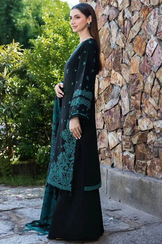 Farasha Eminence Khaddar 25 Deep Teal Khaddar – view 1 – Poshaq