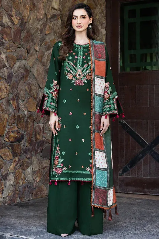 Farasha Eminence Khaddar 25 Dark Green Khaddar – view 1 – Poshaq