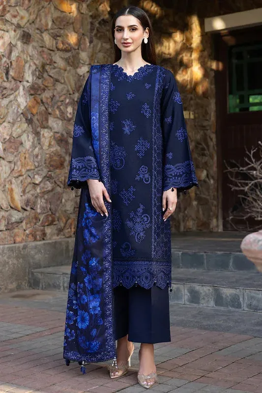 Farasha Eminence Khaddar 25 Navy Blue Khaddar – view 1 – Poshaq