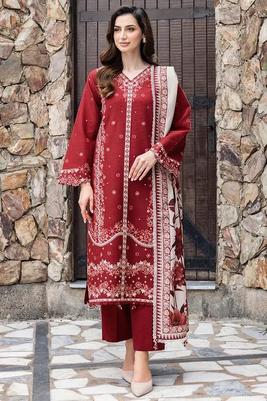 Farasha Eminence Khaddar 25 Red Khaddar – view 1 – Poshaq
