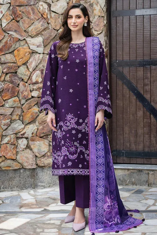 Farasha Eminence Khaddar 25 Dark Purple Khaddar – view 1 – Poshaq
