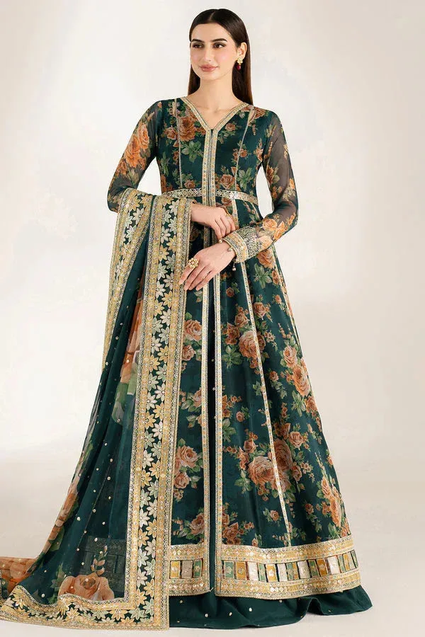 Farasha Fiorella Formals Deep Teal Green Raw Silk – view 1 – Poshaq