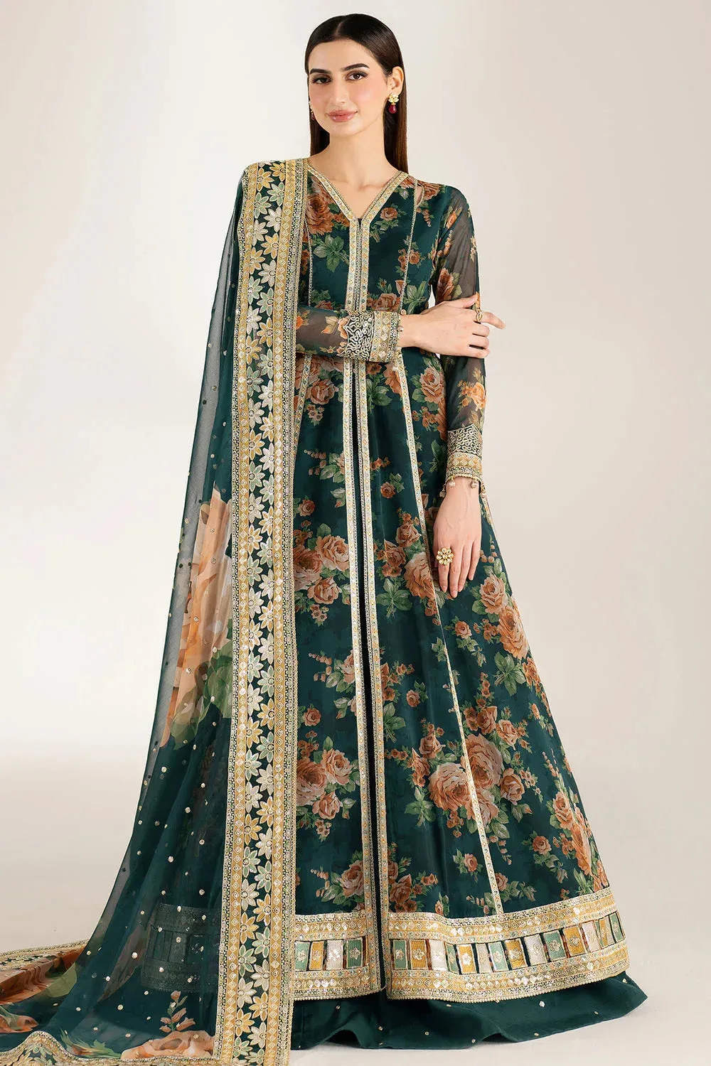 Farasha Fiorella Formals Deep Teal Green Raw Silk – view 4 – Poshaq