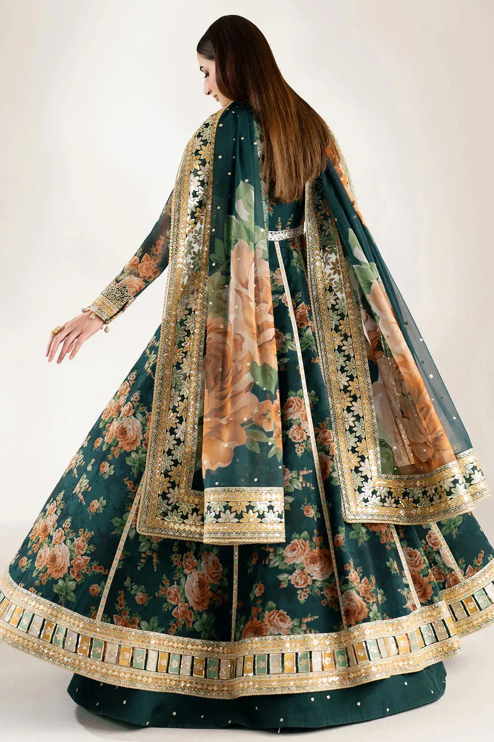 Farasha Fiorella Formals Deep Teal Green Raw Silk – view 5 – Poshaq