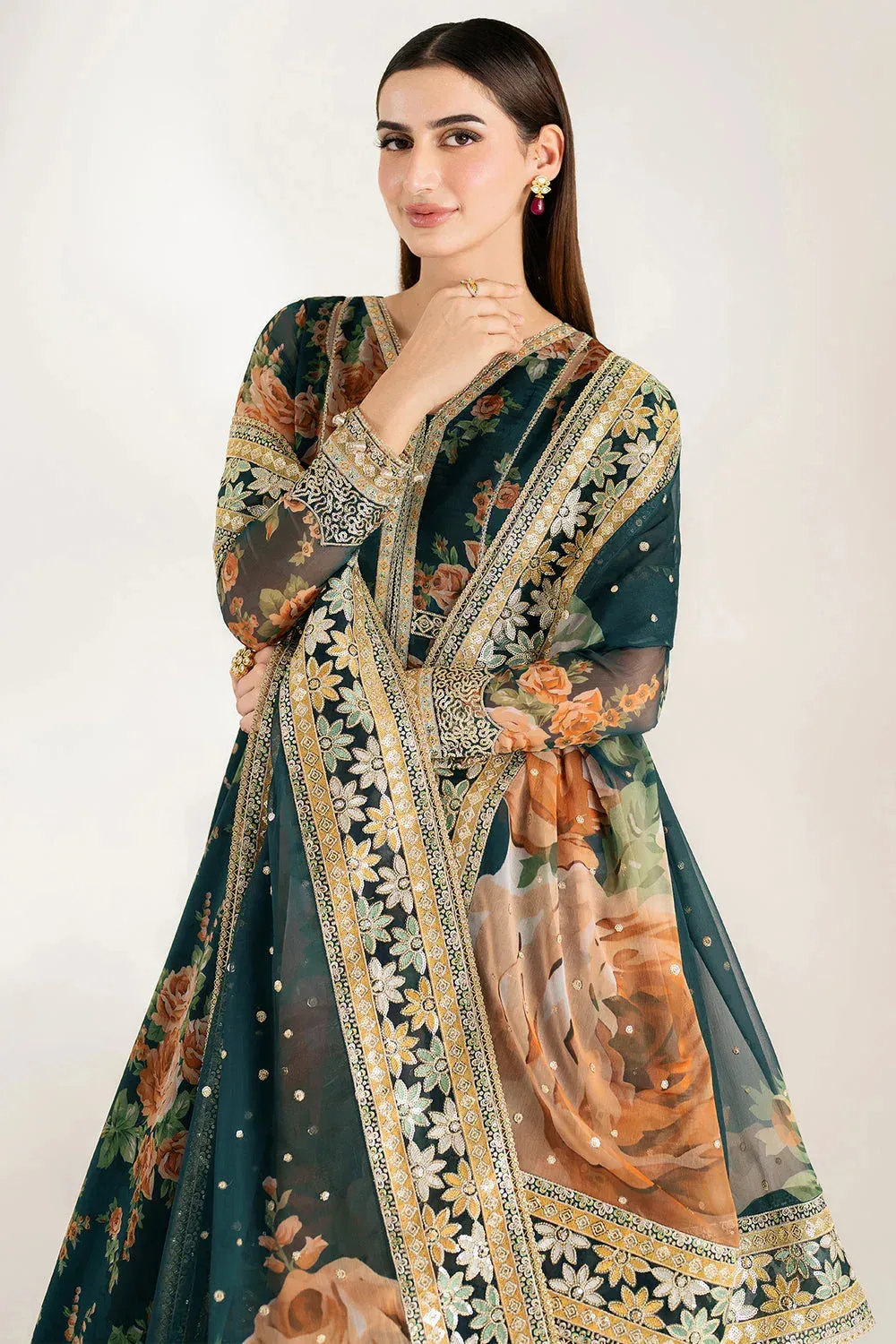 Farasha Fiorella Formals Deep Teal Green Raw Silk – view 6 – Poshaq