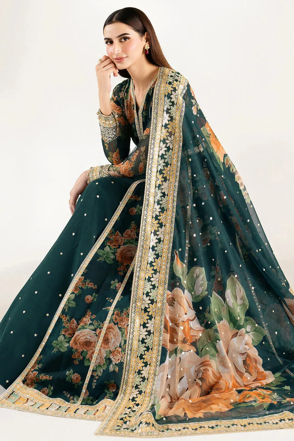 Farasha Fiorella Formals Deep Teal Green Raw Silk – view 7 – Poshaq