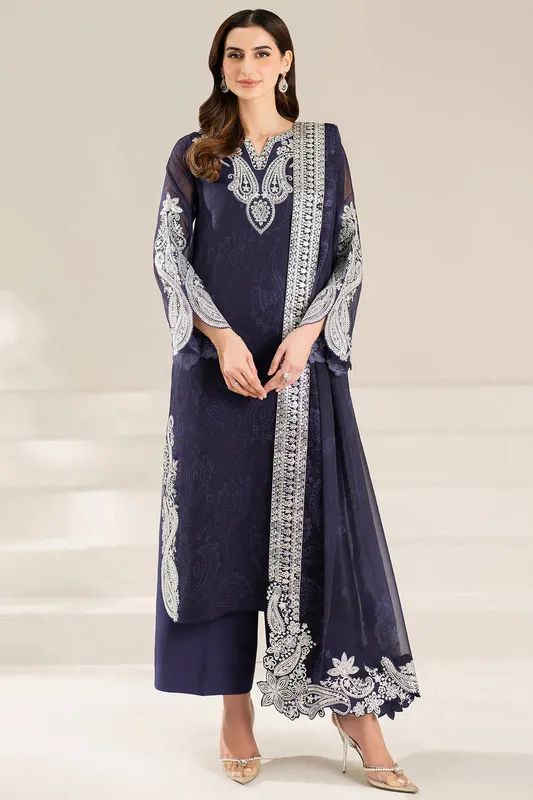 Farasha Fiorella Formals Deep Blue Raw Silk – view 1 – Poshaq