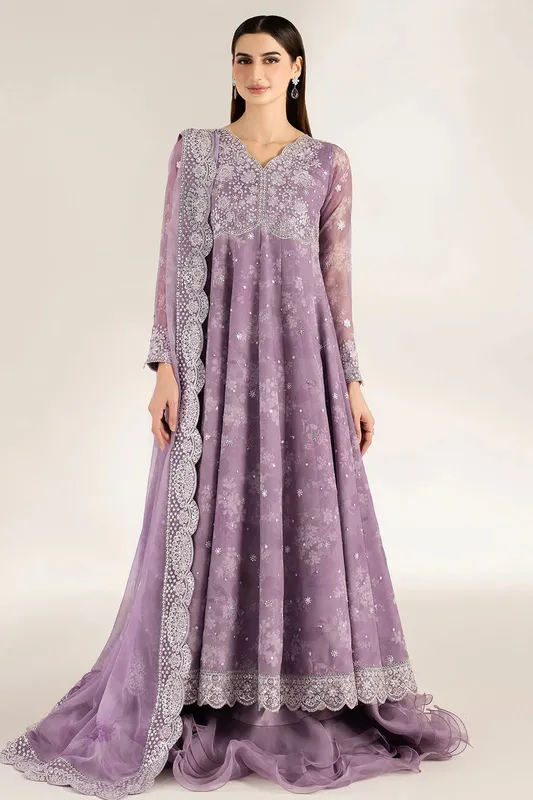Farasha Fiorella Formals Purple Gray Raw Silk – view 1 – Poshaq