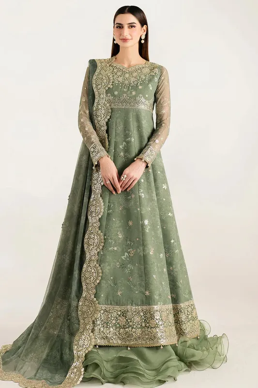 Farasha Fiorella Formals Olive Green Raw Silk – view 1 – Poshaq
