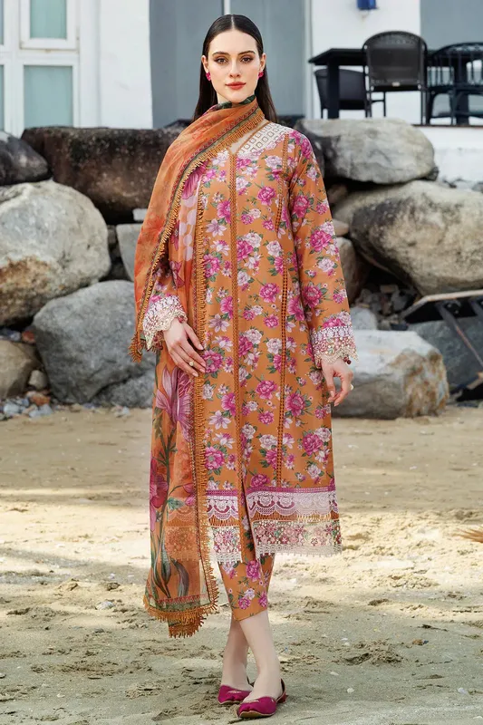 Farasha Printed Essentials Bronze Organza – view 1 – Poshaq