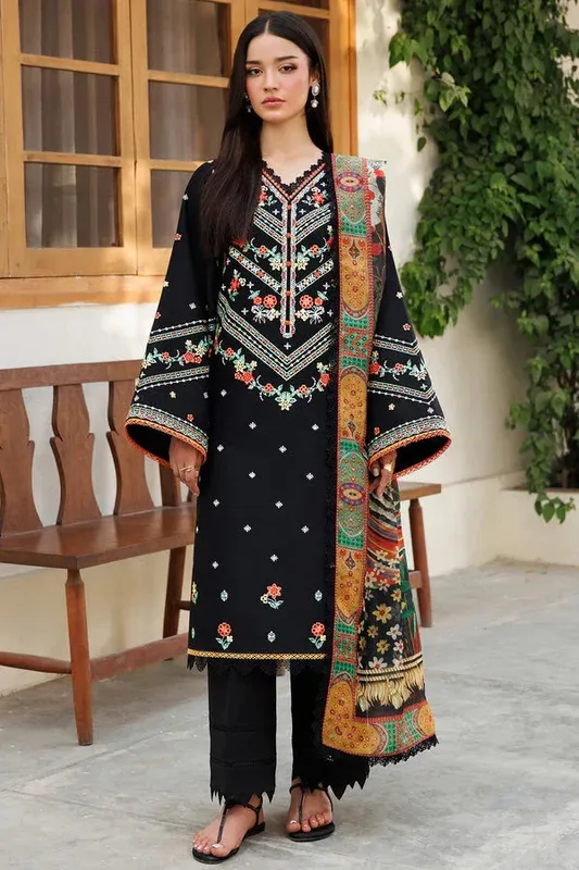 Farasha Summer Weaves Embroidered Lawn Black Cotton – view 1 – Poshaq