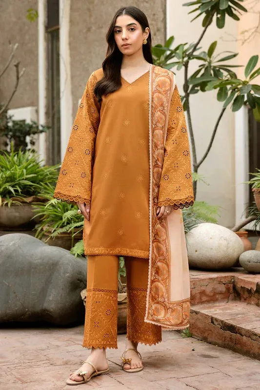 Farasha Summer Weaves Embroidered Lawn Gold Chiffon – view 1 – Poshaq