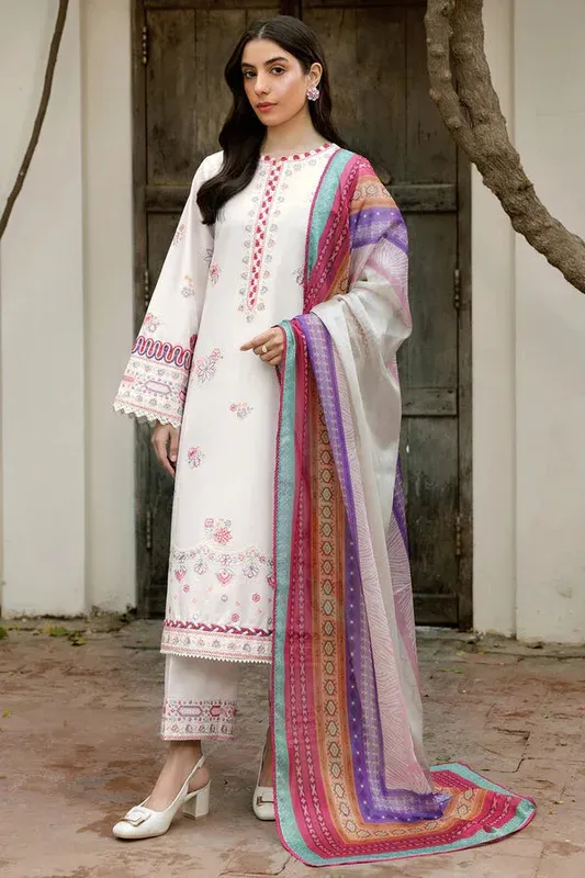 Farasha Summer Weaves Embroidered Lawn White Cotton – view 1 – Poshaq