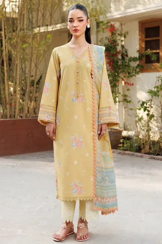 Farasha Summer Weaves Embroidered Lawn Pale Yellow Organza – view 1 – Poshaq