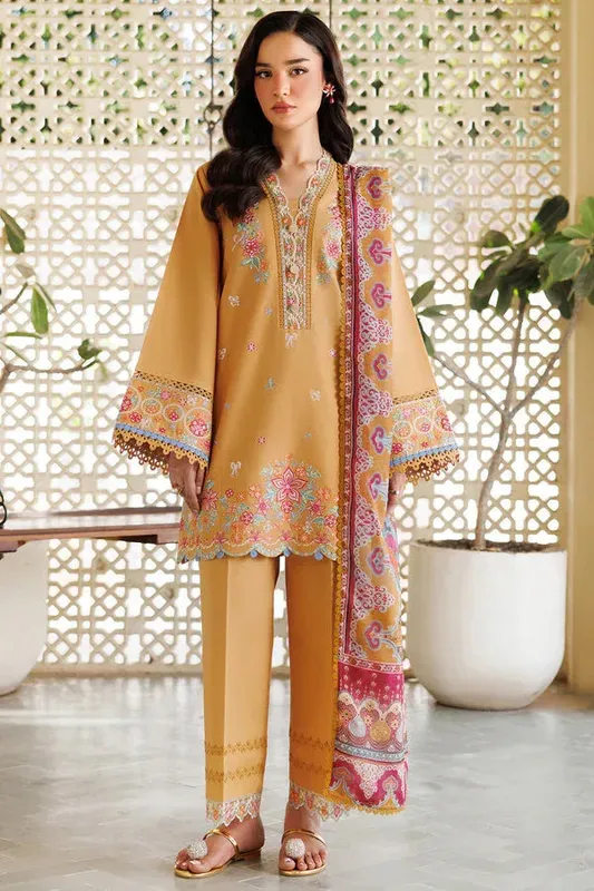 Farasha Summer Weaves Embroidered Lawn Pale Yellow Organza – view 1 – Poshaq
