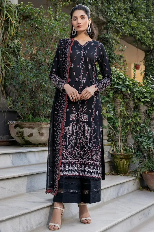 Farasha Summer Weaves Embroidered Lawn Black Chiffon – view 1 – Poshaq