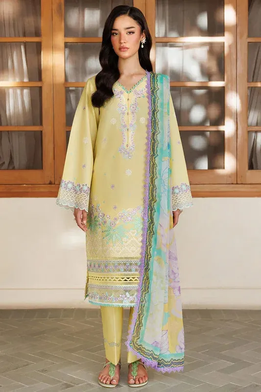 Farasha Summer Weaves Embroidered Lawn Lime Organza – view 1 – Poshaq