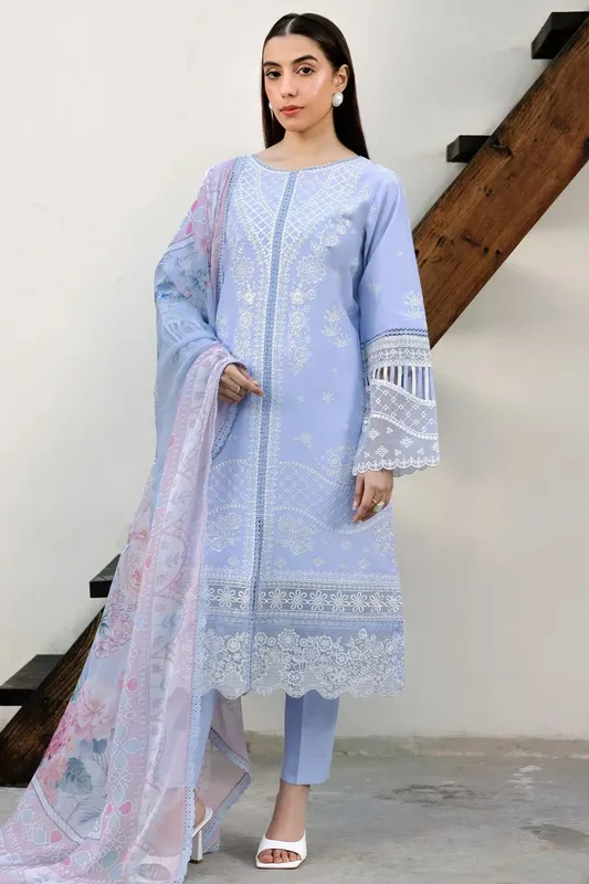 Farasha Summer Weaves Embroidered Lawn Pale Aqua Organza – view 1 – Poshaq