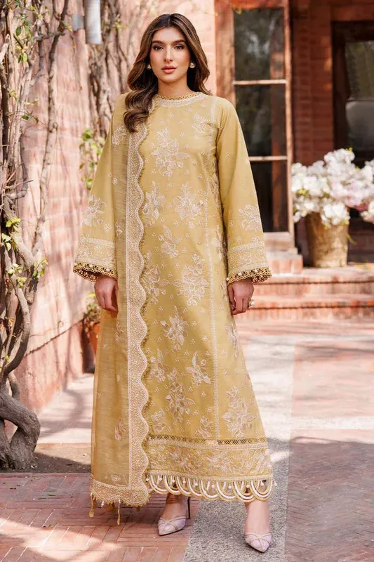 Farasha Summer Weaves Embroidered Lawn Golden Cotton – view 1 – Poshaq