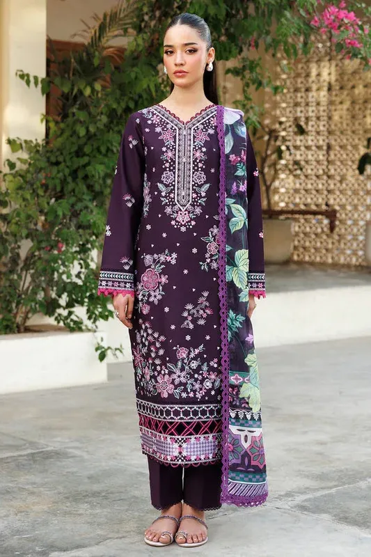 Farasha Summer Weaves Embroidered Lawn Dark Purple Cotton – view 1 – Poshaq