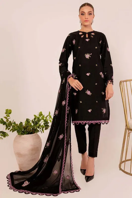 Farasha Summer Weaves Embroidered Lawn Black Chiffon – view 1 – Poshaq