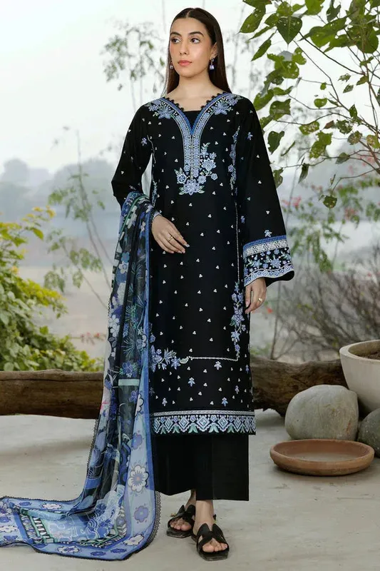 Farasha Summer Weaves Embroidered Lawn Black Chiffon – view 1 – Poshaq