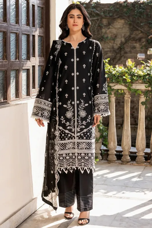 Farasha Summer Weaves Embroidered Lawn Black Chiffon – view 1 – Poshaq