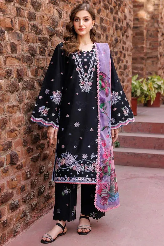 Farasha Printed Essentials Black Chiffon – view 1 – Poshaq