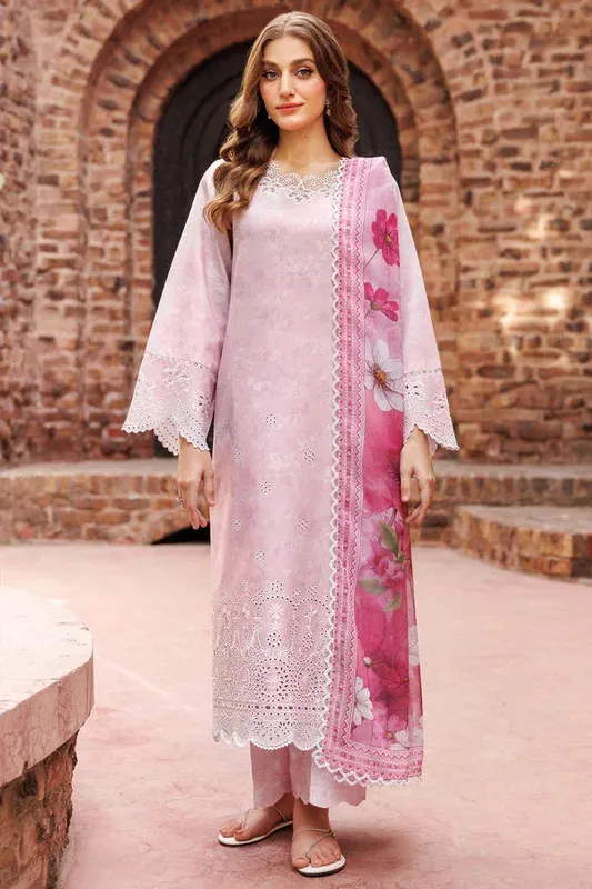 Farasha Printed Essentials Pink Organza – view 1 – Poshaq