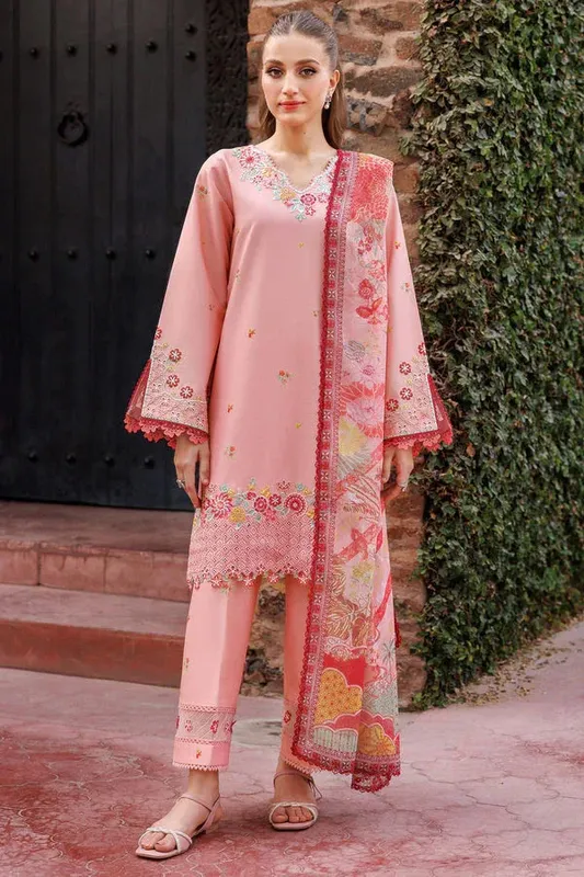Farasha Printed Essentials Coral Organza – view 1 – Poshaq