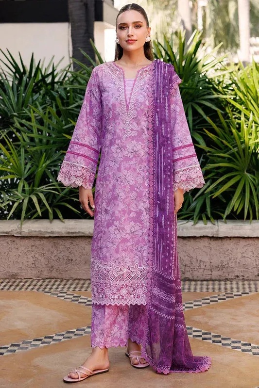 Farasha Printed Essentials Lilac Organza – view 1 – Poshaq