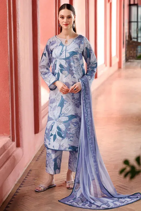 Farasha Printed Essentials Lavender Chiffon – view 1 – Poshaq