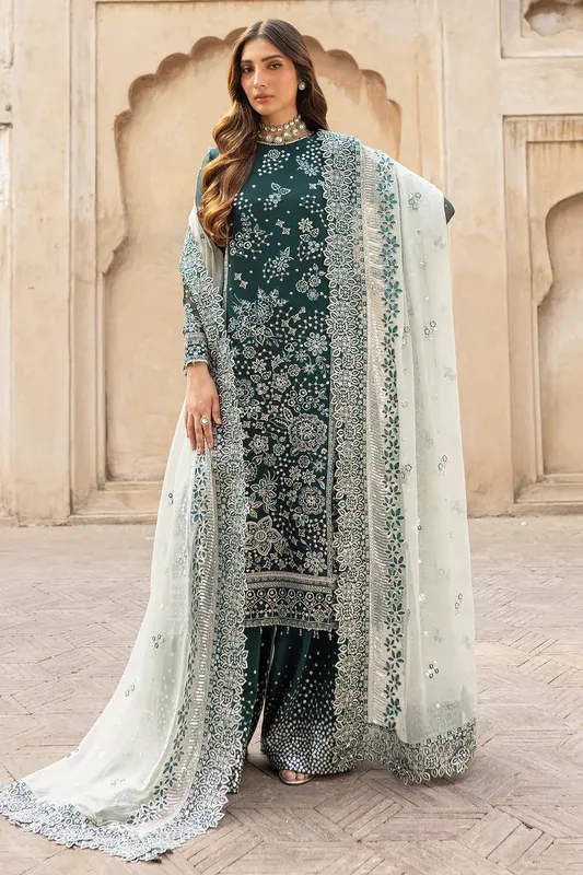 Farasha Ritzier Wedding Formals Teal Green Raw Silk – view 1 – Poshaq