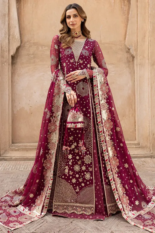 Farasha Ritzier Wedding Formals Maroon Chiffon – view 1 – Poshaq
