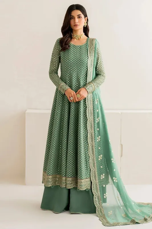 Farasha Lumiere Formals Green Raw Silk – view 1 – Poshaq