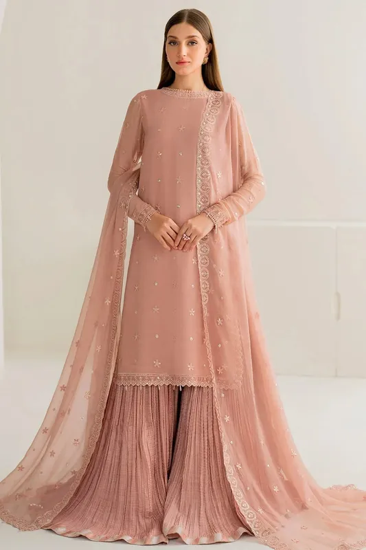 Farasha Lumiere Formals Peach Raw Silk – view 1 – Poshaq