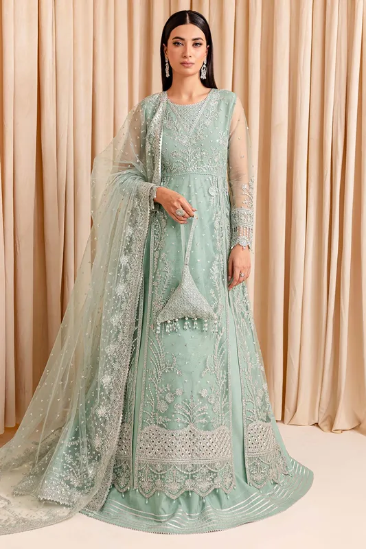 Farasha Lumiere Formals Mint Raw Silk – view 1 – Poshaq
