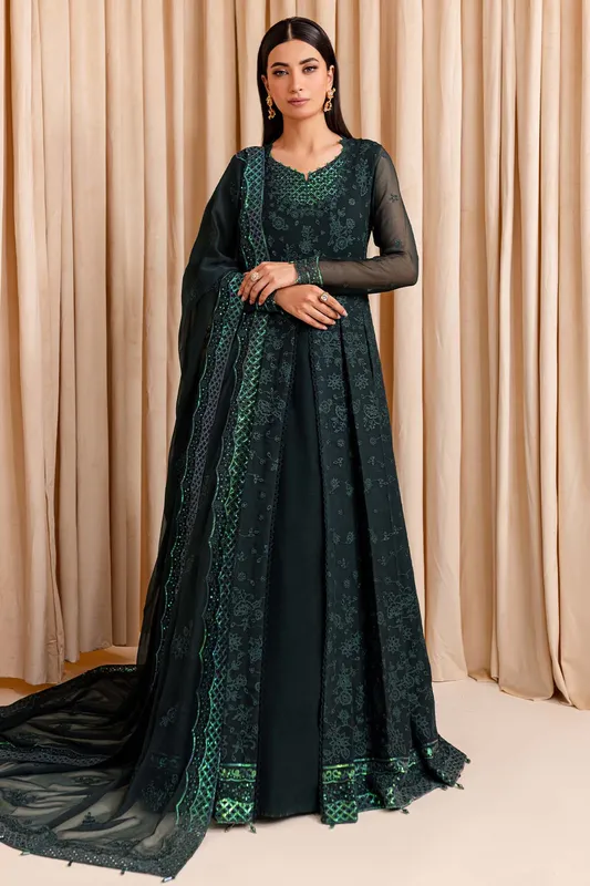 Farasha Lumiere Formals Green Raw Silk – view 1 – Poshaq