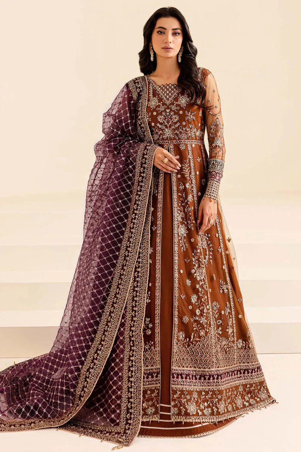 Farasha Lumiere Formals Brown Raw Silk – view 1 – Poshaq