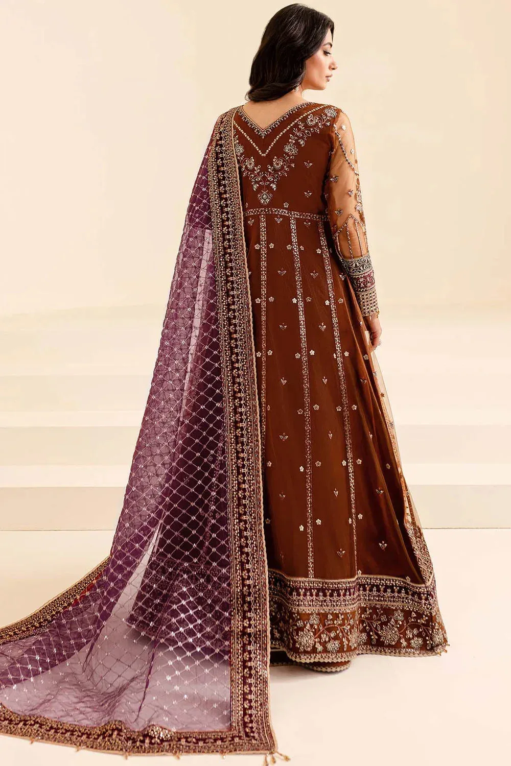Farasha Lumiere Formals Brown Raw Silk – view 2 – Poshaq