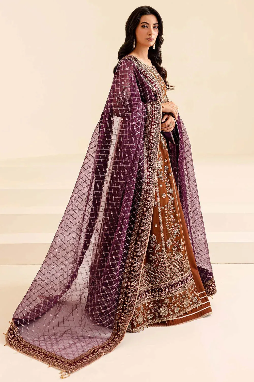 Farasha Lumiere Formals Brown Raw Silk – view 4 – Poshaq